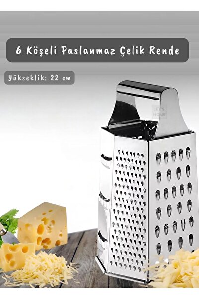 Jet's Home Paslanmaz Çelik 6 Taraflı Çok İşlevli Rende İnox 22 Cm
