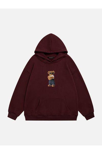 Mad&Calf Φούτερ με στάμπα Teddy Bear Unisex Oversize με κουκούλα Fleece