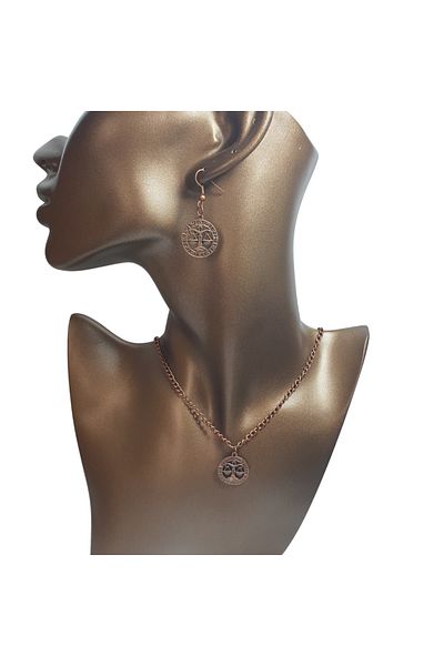 Ororabutik 25mm Libra Zodiac Sign Figure Necklace and Earring Set