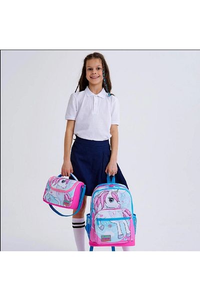 hediyeconcepti Coral High Kids - Set de 3 piese pentru școală cu unicorn albastru neon roz