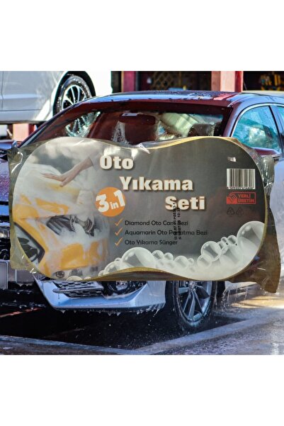 Diamonds Oto Yıkama Seti 3  in 1 - Cam Bezi + Parlatma Bezi + Oto Yıkama Sünger
