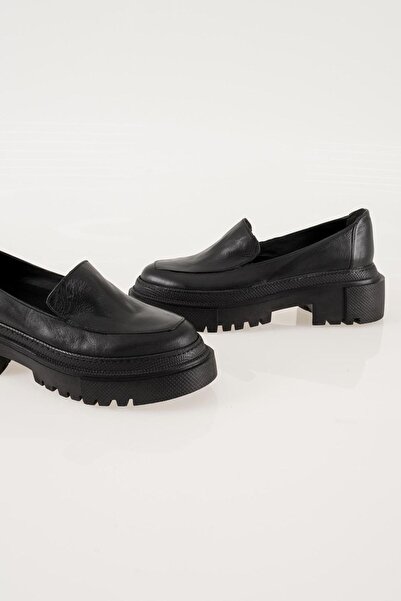 CZ London Genuine Leather Women's Moccasin Thick Serrated Sole Shoes