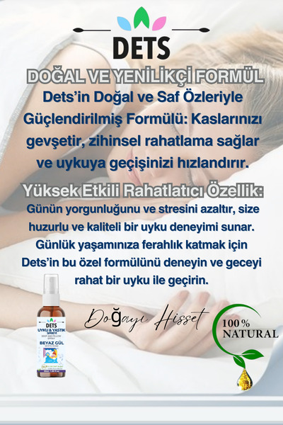 Dets Gül Uyku ve Yastık Spreyi Zen Dinginliği – Huzurlu Geceler İçin Doğal Sleep and Pillow Spray