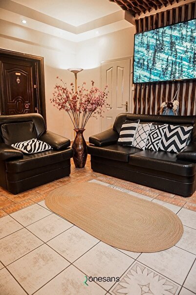 Rönesans Tekstil Hasır Jüt Oval Saçaksız Kilim Halı
