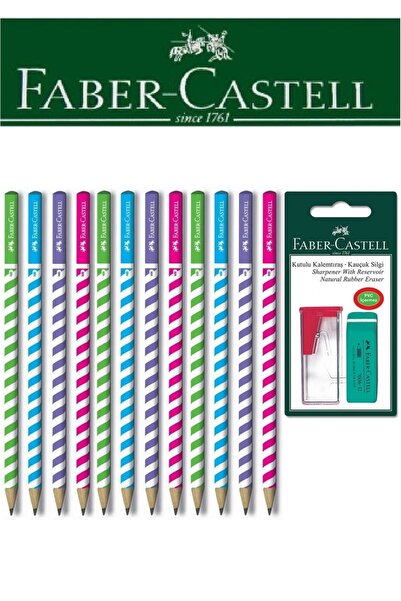 Faber Castell فابر كاستل 12 قطعة قلم كاندي رول ومبراة قلم رصاص + مجموعة ممحاة...