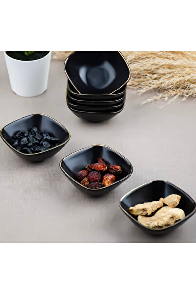 DURA Black Porcelain Snack Bowl Square Small Set of 6