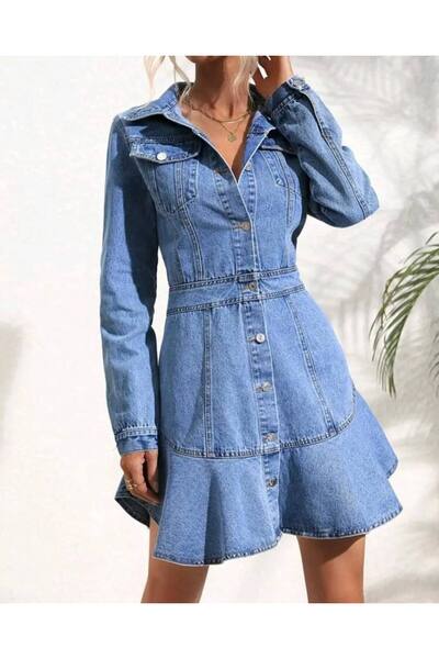 WellSoft Μπροστινό τζιν φόρεμα με κουμπιά