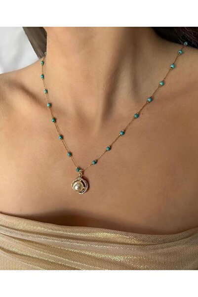 İNN JEWELLERY قلادة فولاذية غير مشوهة ومضادة للحساسية مع شكل اللؤلؤ (ضمان الم...