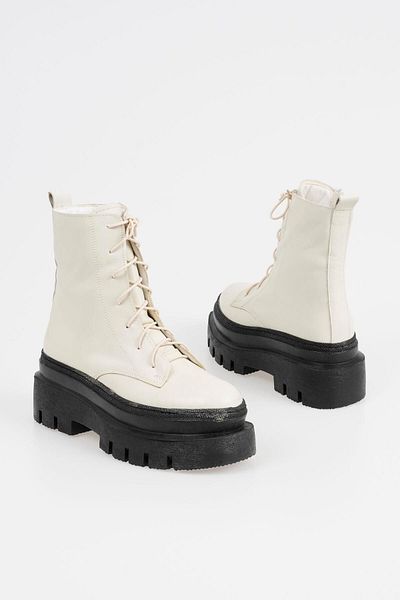 CZ London Genuine Leather Women's Boots Boots Platform Sole Lace Up Zippered