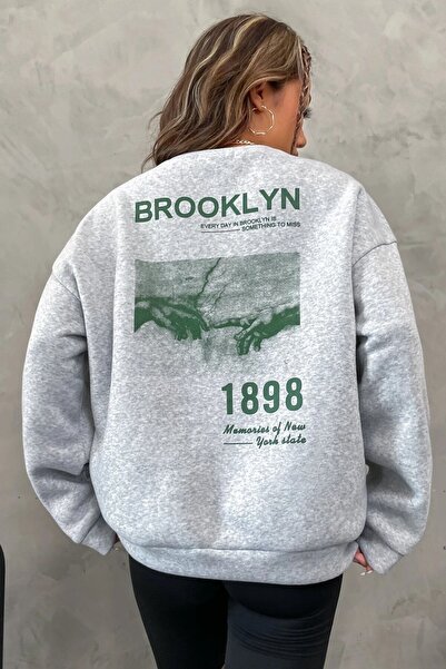coolart Φούτερ 1898 Brooklyn Grey Oversize - Χοντρό χειμωνιάτικο, ριχτό λαιμό...