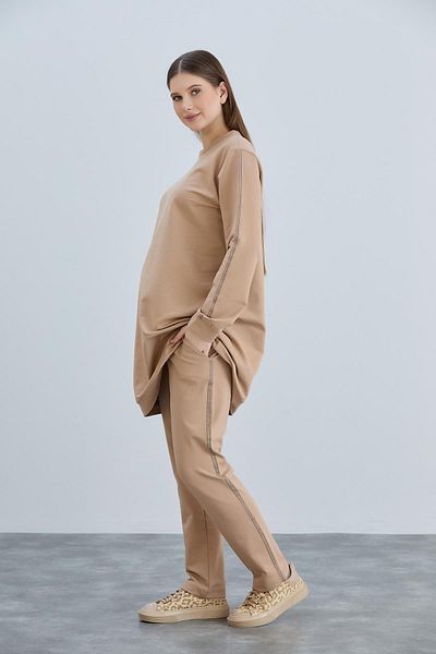 LİYACA Σετ φόρμας εγκυμοσύνης Oversized - Ρυθμιζόμενη πλαϊνή λωρίδα μέσης