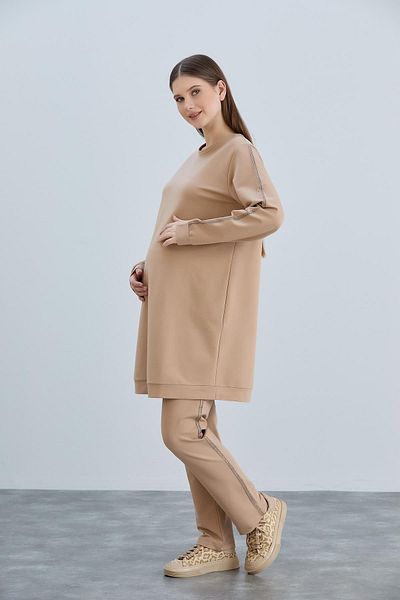 LİYACA Σετ φόρμας εγκυμοσύνης Oversized - Ρυθμιζόμενη πλαϊνή λωρίδα μέσης