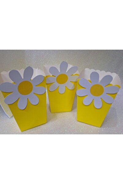 Büşra Süsleme PAPATYA TEMALI POP CORN MISIR KUTUSU 8 Lİ