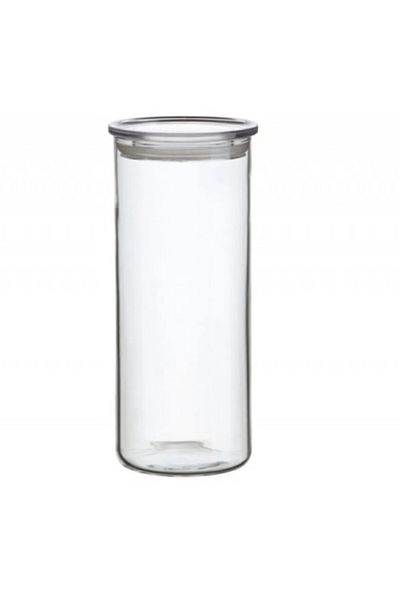 esdekor Simax Glass Storage Container with Plastic Lid Classic Home 1.4liter 96mm Diameter 233mm Height Transparent 1 Piece