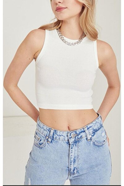 Pupa Dámská bílá halenka s žebrovaným výstřihem