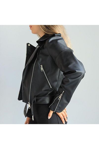 Mila Still Mila Style Black Belted Leather Jacket