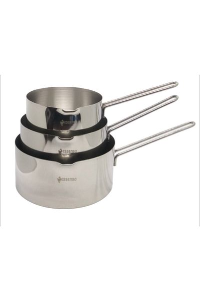 LeesHome LeesHpme Inci Steel Kaçerola Milk Jug Set of 3 12cm-14cm-16cm