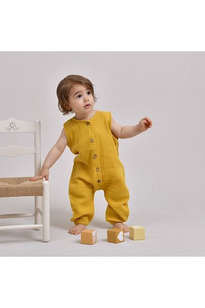 Lollie Baby&Kids Muslin Jumpsuit Baby & Kids 100% Cotton - Mustard