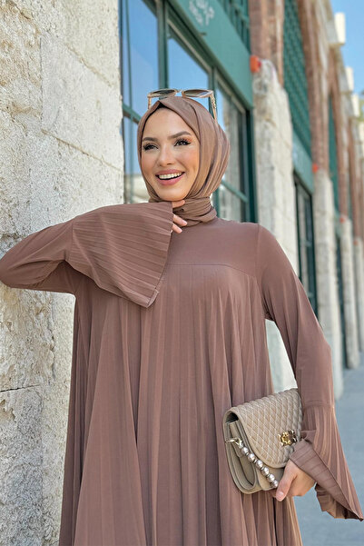 Bym Fashion Long Tunic and Trousers Pleated Set 8575 - Tan
