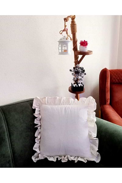 NGY FRILLED NATURAL RAW LINEN IRLENT CASE VINTAGE 40X40