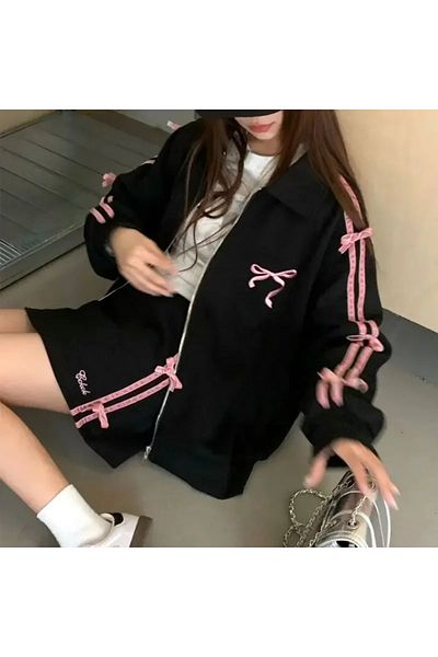 Gofeel Ζακέτα Coquette Black Pink 3 Thread - Şardonlu
