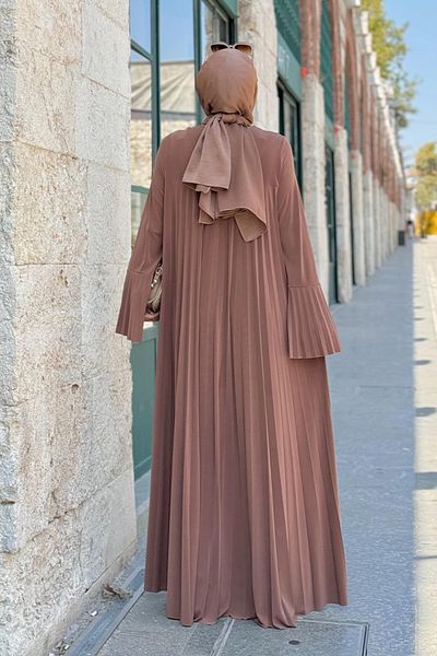 Bym Fashion Σετ μακρύ τουνίκ και παντελόνι πιέτες 8575 - Tan