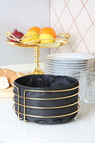 MultiStore Luxury Gold Stainless Black Bread Basket - Multi-Purpose Round