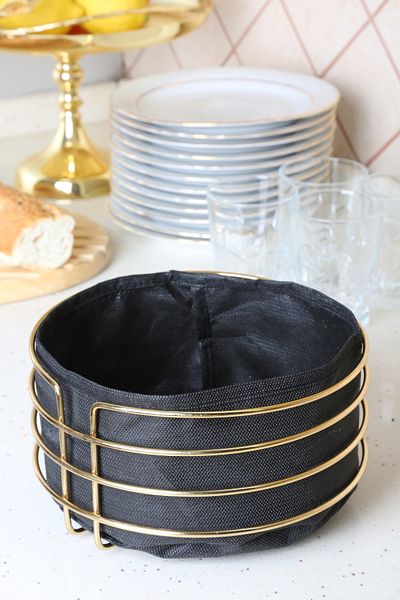 MultiStore Luxury Gold Stainless Black Bread Basket - Multi-Purpose Round