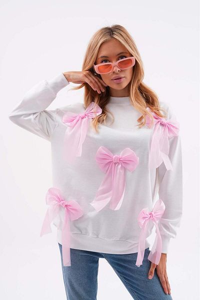 Pulli Collection Основен суичър с розова панделка за нов сезон - Pll-810