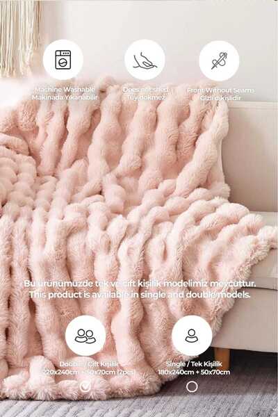 Naturel Collection Dolgulu Tavşan Tüyü Yatak Örtüsü Çift Taraflı Çift Kişilik 3 Parça