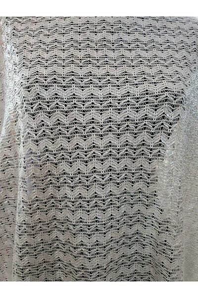 Modelkumas Shiny Gray Corded Lace on White