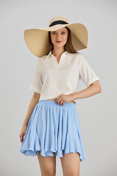 Space Fashion Fusta mini cu talie elastică albastră