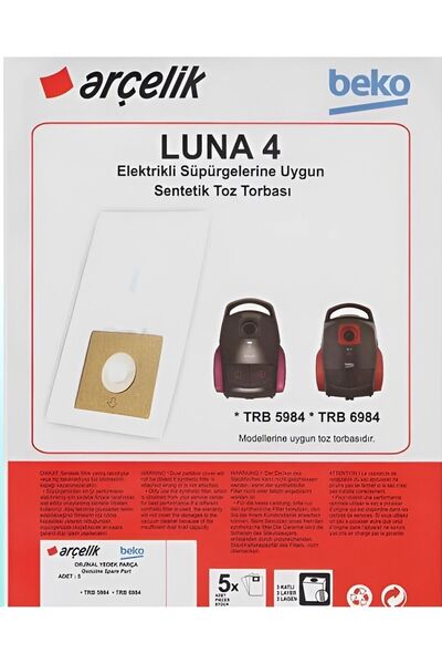 Arçelik Beko Orijinal Trb 5984 Süpürge Toz Torbası 5’li