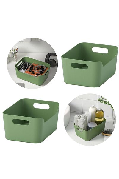 IKEA 2 Pieces Multi-Purpose Box Organizer Organizer Green Polypropylene Plastic 24x17 cm