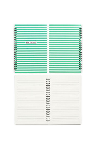 Nice Notes سلسلة فلات لاين - 13x19.5 سم مخطط، 50 ورقة، مجموعة من 4 دفاتر ملاحظات حلزونية