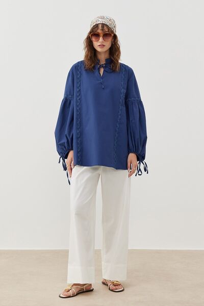 tailor's room Saks Blue Stripe Detailed Shirt
