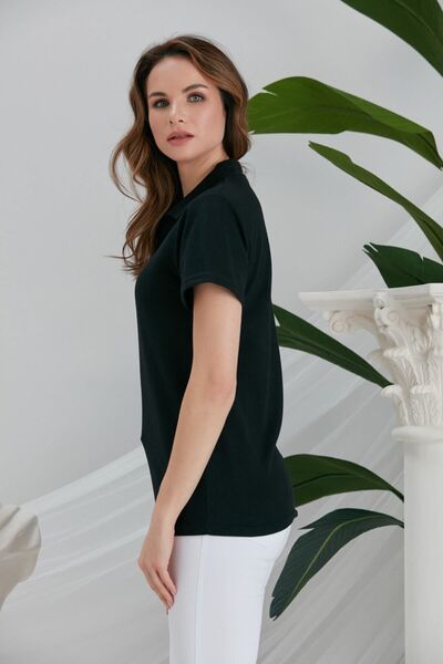 GİRGİNHOME Γυναικείο μπλουζάκι με μαύρο γιακά πόλο