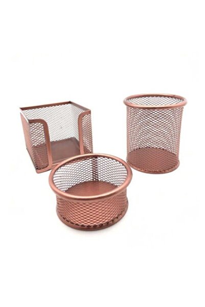 DRT Set de 3 piese pentru birou, culori metalice, auriu argintiu (perforat) 413