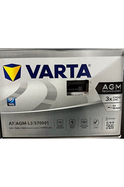 Varta 12V 70 Ah 760A AGM Start-Stop Akü (Üretim Yılı: 2024)