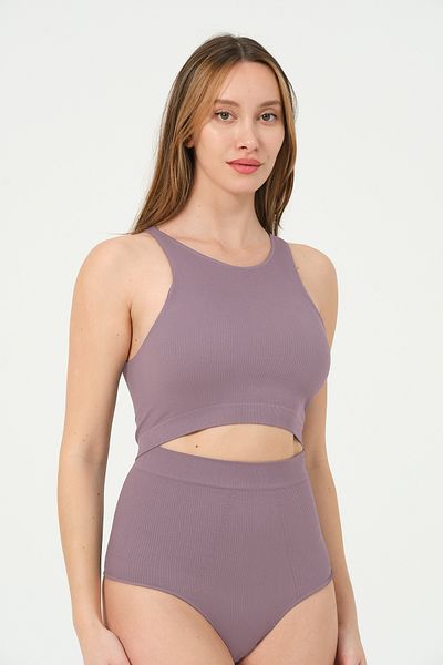FOREVER MORE Ribbed Recovery Effect Women's Crop Tank Top