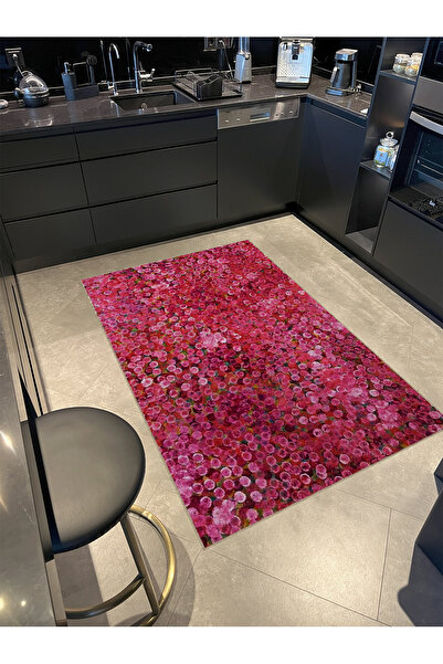 Rugs Modern Halı Pembe Kırmızı Tonlarda Desenli Dokuma Taban Dekoratif Halı 5756