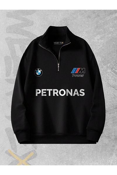 WEARTEX Bmw Petronas Printed Half Zipper 3 Thread Sweatshirt