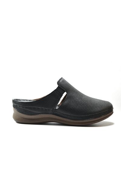 Beety 419 Papuci pentru femeie din piele naturală, negru, anatomici, cu față închisă