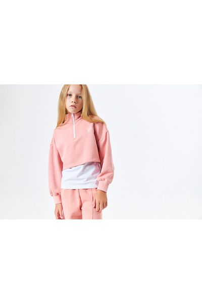 Serbend Sgk-1358 Serbend Kids - Girls Stand Collar School Sweatshirt