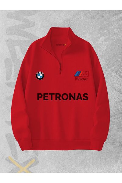 WEARTEX سويت شيرت BMW Petronas مطبوع بنصف سحاب و3 خيوط