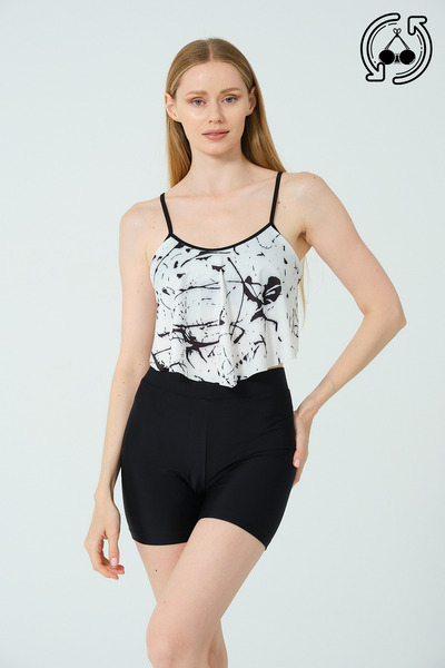 İYİBU 2 Pieces Ruffle Swimsuits - Both Halter Neck and Suspender Shorts