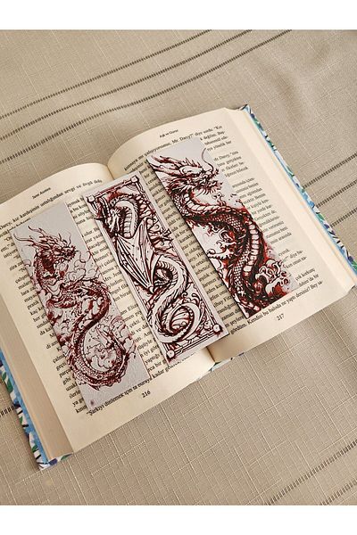 ALTINDAL Home 3d Dimensional 3-piece Angry Dragons Embossed Bookmark Set