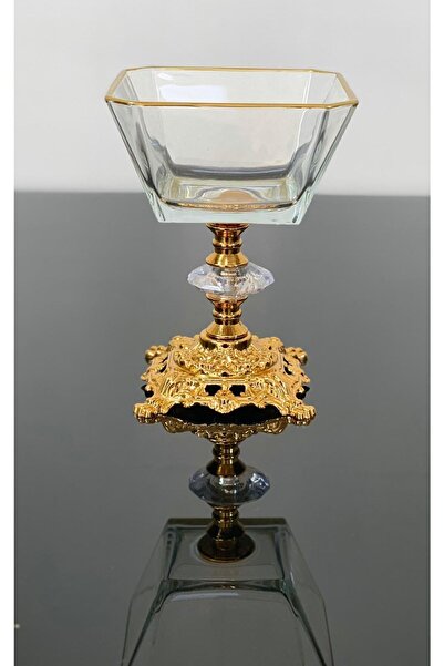 daisyglass Lava Glass Luxury Gold Footed Bowl 6-Piece Magnolia Ice Cream Holder