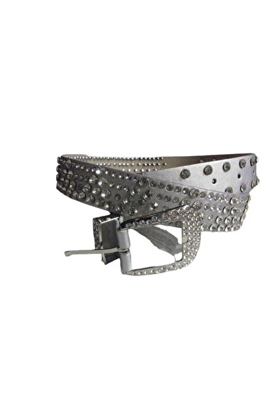 targay kovboy tokalı üzeri full parlak taşlı Kemeri gümüş rengi