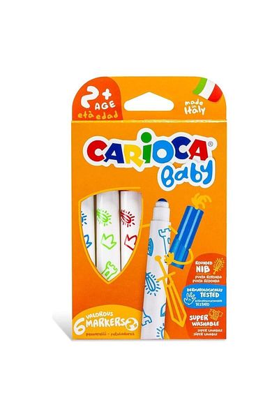 CARIOCA Jumbo Felt Tip Crayons for Babies and Children 6 Pieces 6 Washable Erasable